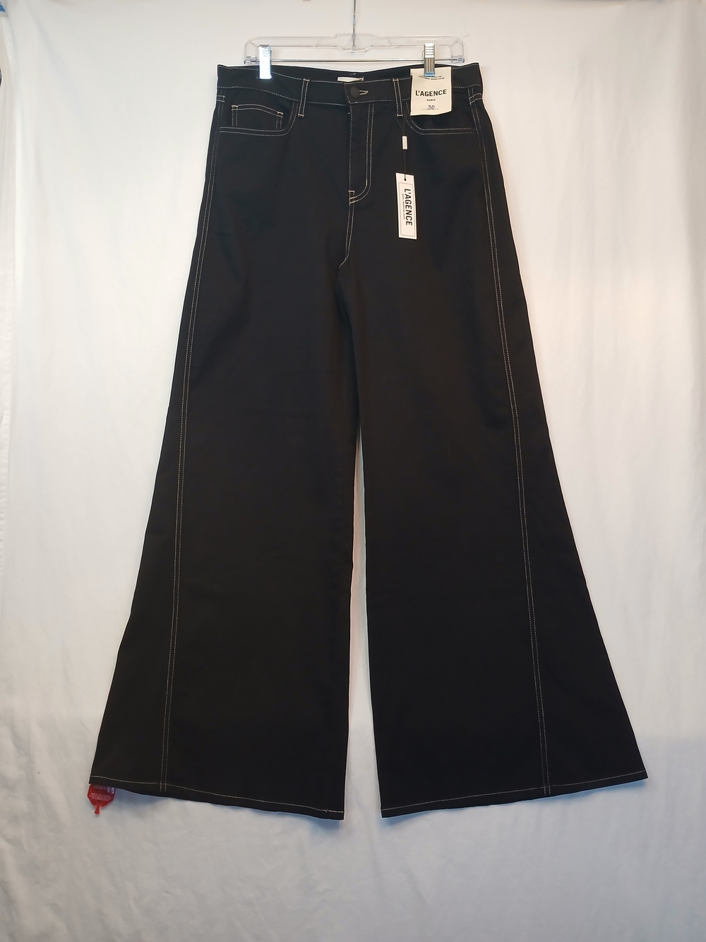L'AGENCE Beau Black High Rise T Seam Wide Leg Jeans 30 New!